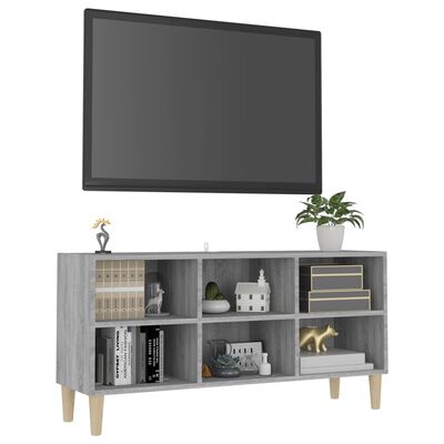 vidaXL TV Cabinet with Solid Wood Legs Grey Sonoma 103.5x30x50 cm