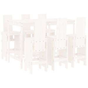 vidaXL 7 Piece Garden Bar Set White Solid Wood Pine