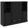 vidaXL Highboard with Drawer 3 pcs Black Oak Engineered Wood