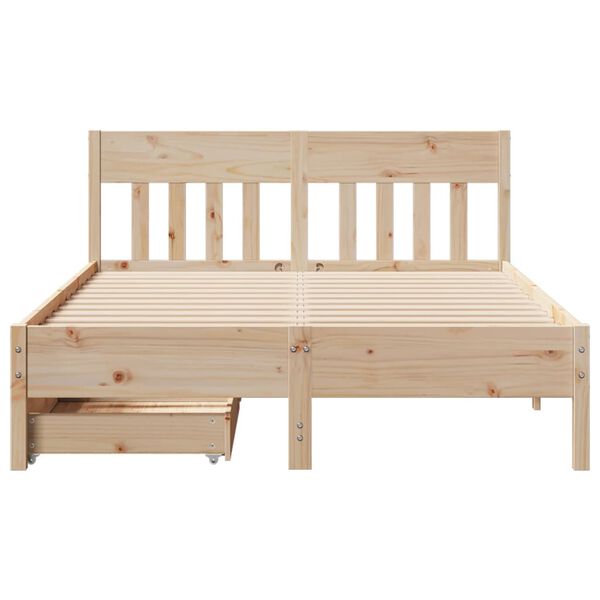 vidaXL Bed Frame without Mattress 150x200 cm King Size Solid Wood Pine