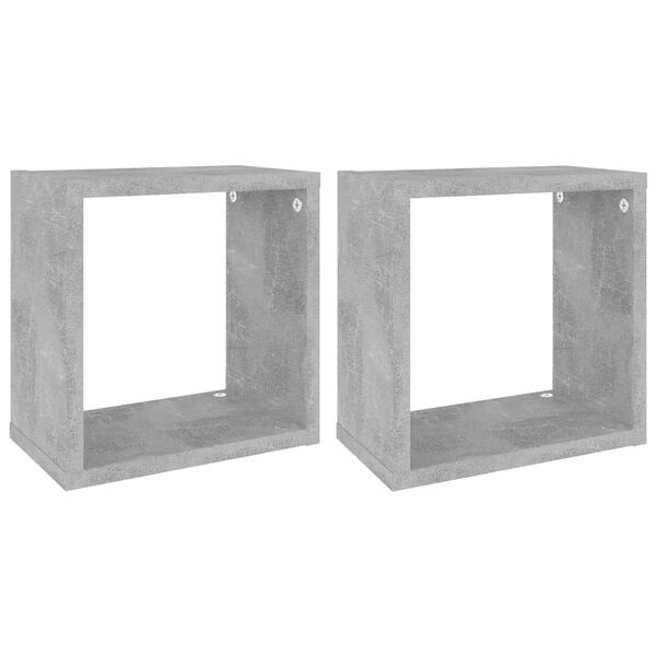 vidaXL Wall Cube Shelves 2 pcs Concrete Grey 26x15x26 cm