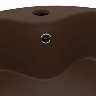 vidaXL Luxury Wash Basin with Overflow Matt Dark Brown 36x13 cm Ceramic