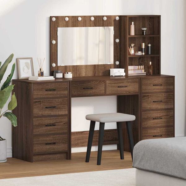 vidaXL Dressing Table 3 pcs Brown 40 x 41 x 135 cm Engineered wood