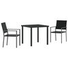 vidaXL Garden Dining Set 3 pcs Black PE Rattan