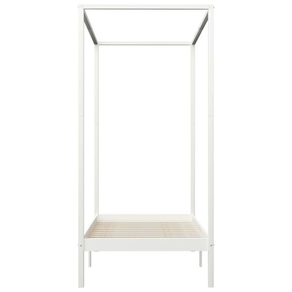 vidaXL Canopy Bed Frame without Mattress White Solid Wood 100x200 cm