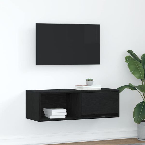 vidaXL TV Cabinet Black Oak 80x31x25.5 cm Engineered Wood