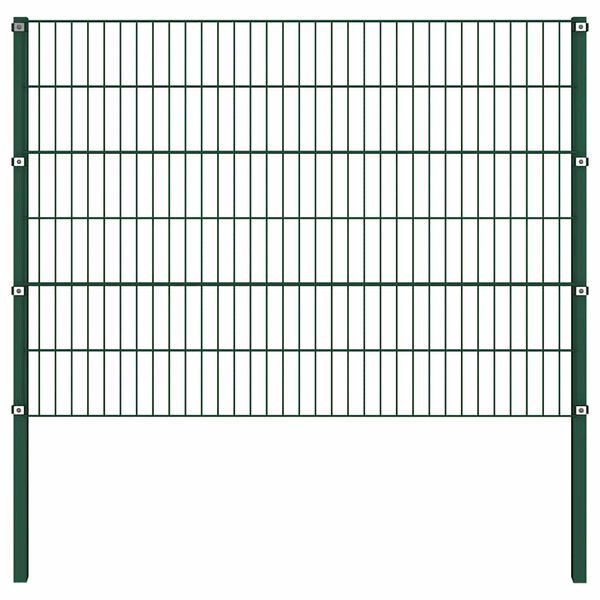 vidaXL Fence Panel with Posts Iron 349x120 cm Green