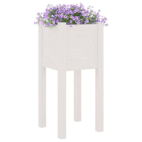 vidaXL Garden Planters 2 pcs White 31x31x70 cm Solid Pinewood