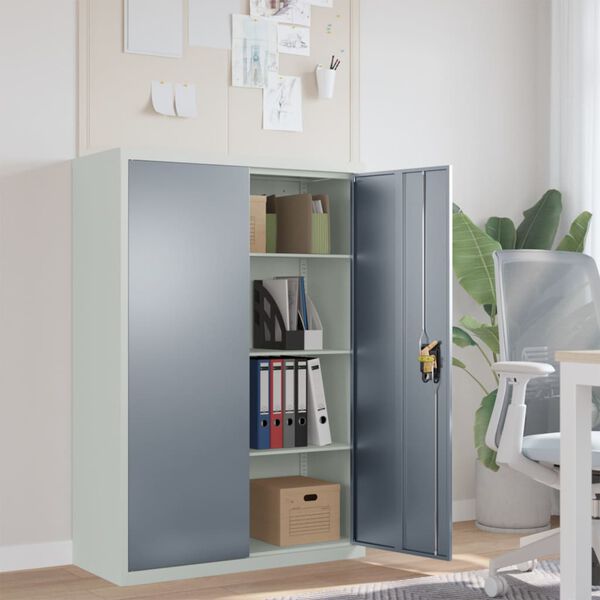 vidaXL File Cabinet Light Grey and Dark Grey 90x40x140 cm Steel