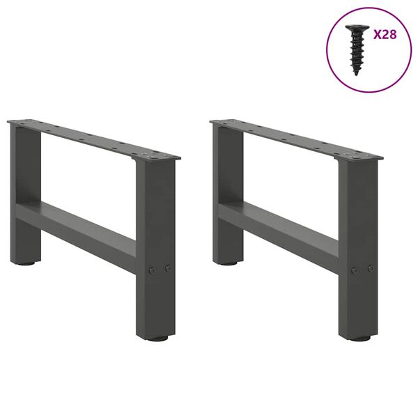 vidaXL Coffee Table Legs Anthracite 2 pcs 70x(30-31) cm Steel