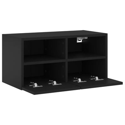 vidaXL TV Wall Cabinet Black 60x30x30 cm Engineered Wood