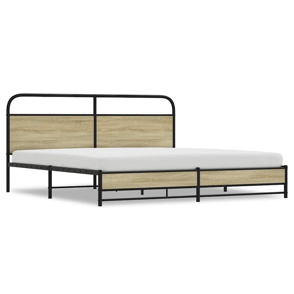 vidaXL Metal Bed Frame without Mattress Sonoma Oak 193x203 cm