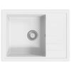 vidaXL Kitchen Sink with Overflow Hole Oval White Granite