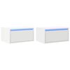 vidaXL Wall-mounted Bedside Cabinets with LED Lights 2 pcs White