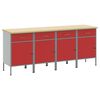 vidaXL Work Cabinet with Drawer 4 pcs Red and Grey 200 x 55 x 85 cm