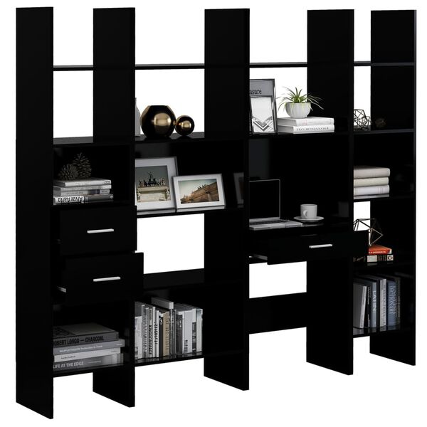 vidaXL 4 Piece Book Cabinet Set Black Engineered Wood