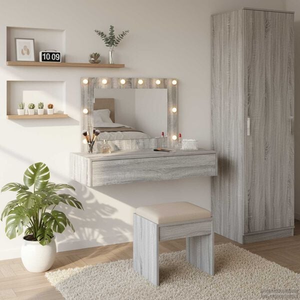 vidaXL Dressing Table Grey 100 x 40 x 70 cm Engineered Wood