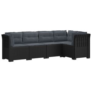 vidaXL 5-Seater Garden Sofa with Cushions Rattan Look PP Anthracite