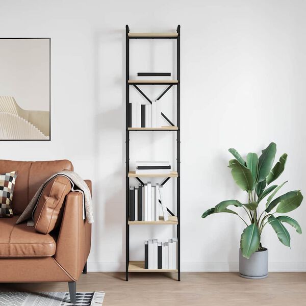 vidaXL Bookshelf Sonoma Oak 40 x 30 x 189.5 cm Engineered Wood