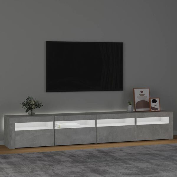vidaXL TV Cabinet with LED Lights Concrete Grey 240x35x40 cm