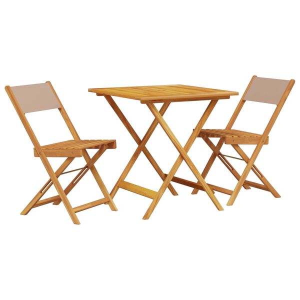 vidaXL 3 Piece Bistro Set Taupe Fabric and Solid Wood