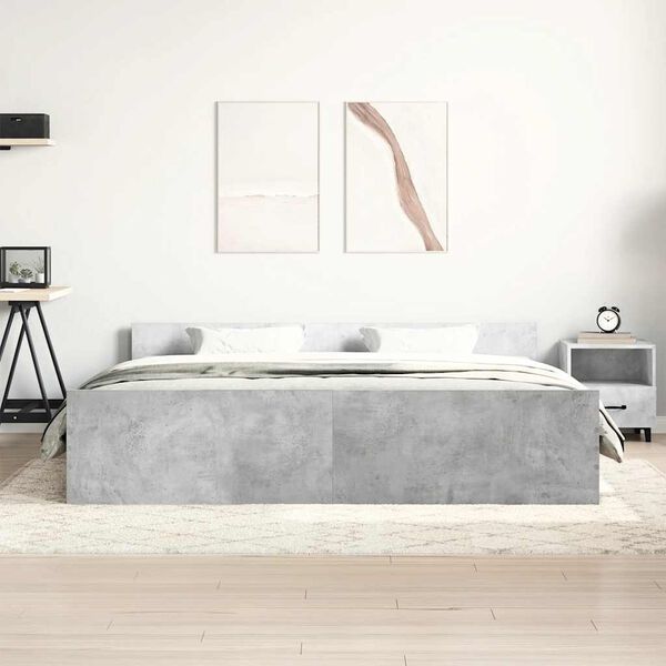 vidaXL Bed Frame without Mattress Concrete Grey 200x200 cm