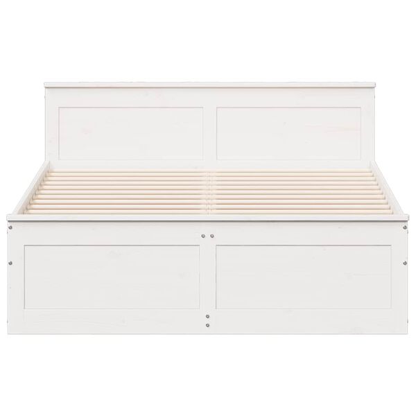 vidaXL Bed Frame without Mattress with Headboard White 140x190 cm Solid Wood Pine