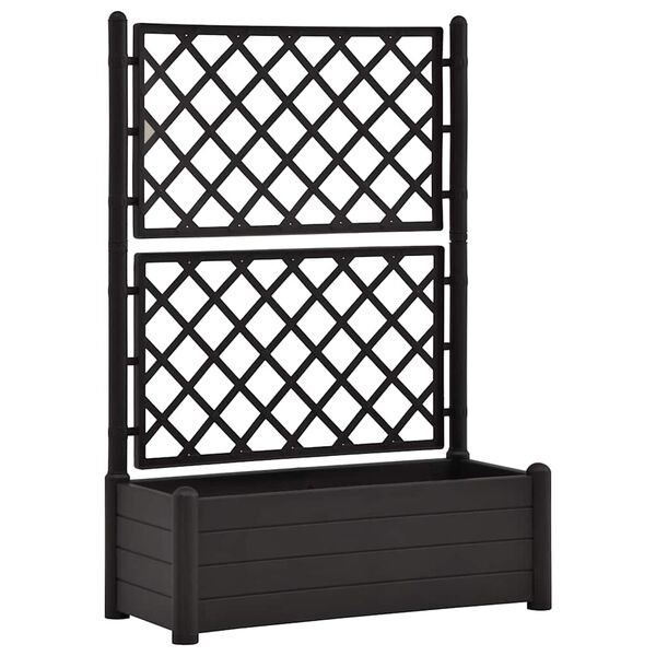 vidaXL Garden Planter with Trellis 100x43x142 cm PP Anthracite