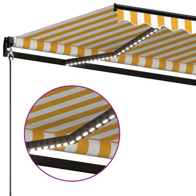 vidaXL Manual Retractable Awning with LED 600x350 cm Yellow and White