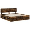 vidaXL Bed Frame Smoked Oak 180 x 200 cm Solid Pine Wood