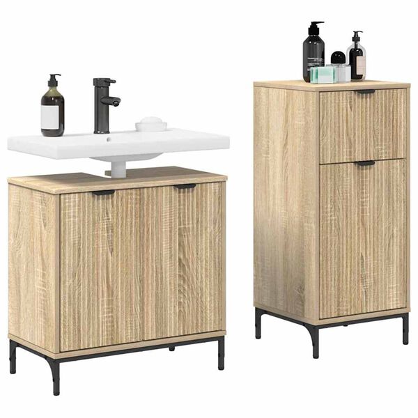 vidaXL Bathroom Furniture Set with Drawer with Shelf 2 pcs Sonoma Oak