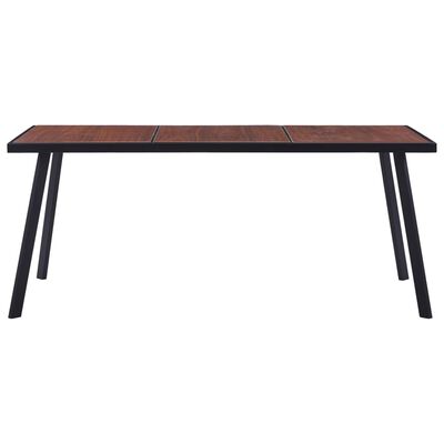 vidaXL Dining Table Dark Wood and Black 180x90x75 cm MDF