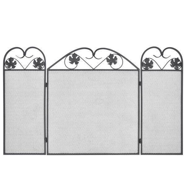 vidaXL 3-panel Fireplace Screen Iron Black