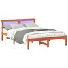 vidaXL Bed Frame with Headboard Wax Brown 135 x 190 cm Solid Pine Wood
