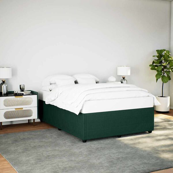 vidaXL Bed Frame without Mattress Dark Green 140x200 cm Velvet