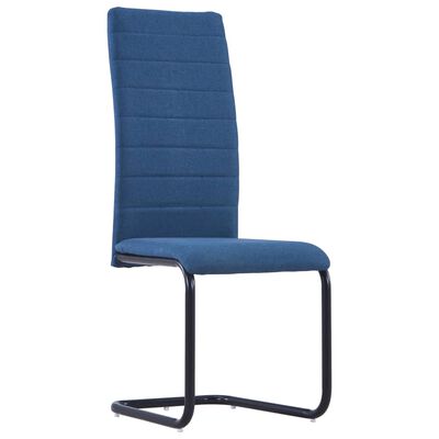 vidaXL Cantilever Dining Chairs 2 pcs Blue Fabric