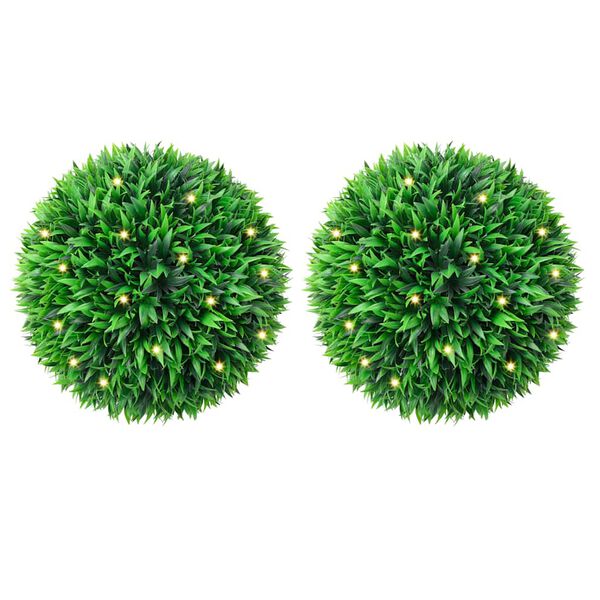 vidaXL Artificial Boxwood Balls with LED Lights 2 pcs Green 47 cm