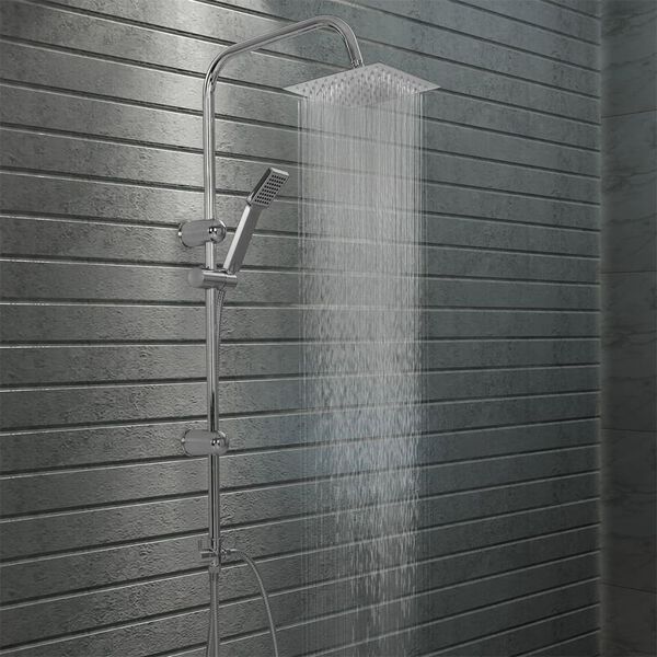 vidaXL Dual Head Shower Set with Hand Shower Stainless Steel