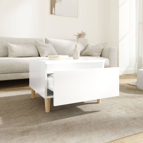 vidaXL Side Table High Gloss White 50x46x35 cm Engineered Wood