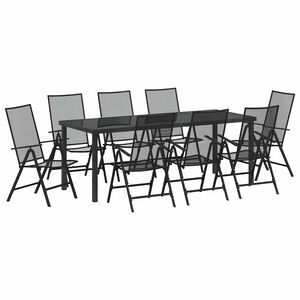 vidaXL Garden Dining Set 9 pcs Anthracite Powder-Coated Steel