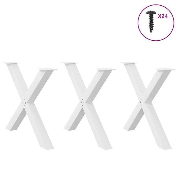 vidaXL Dining Table Legs X-Shaped 3 pcs White 90x(72-73) cm Steel