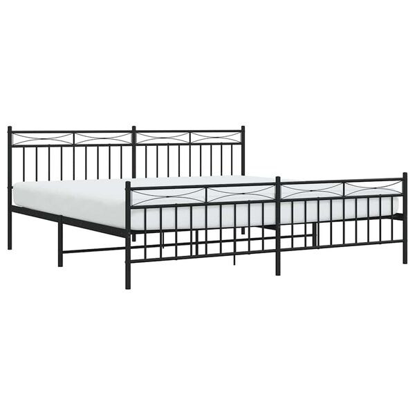 vidaXL Metal Bed Frame without Mattress with Footboard Black 193x203cm