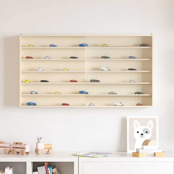 vidaXL Wall Display Case with Shelf Beige 100 x 8.5 x 54 cm Plywood