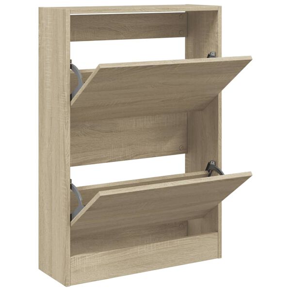 vidaXL Shoe Cabinet Sonoma Oak 60x21x87.5 cm Engineered Wood