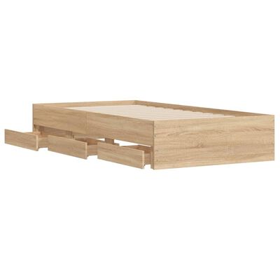 vidaXL Bed Frame with Drawers Sonoma Oak 75x190 cm Small Single Engineered Wood