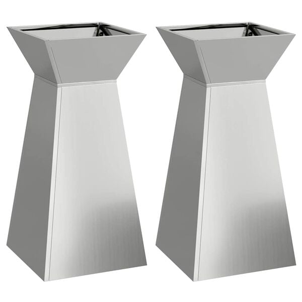 vidaXL Pillar Planter 2 pcs Silver 35 x 35 x 73 cm