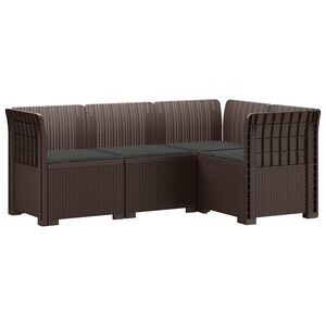 vidaXL 4-Seater Garden Sofa with Cushions Rattan Look PP Brown