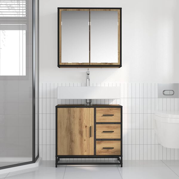 vidaXL Bathroom Furniture Set 2 pcs Artisan Oak Engineered Wood