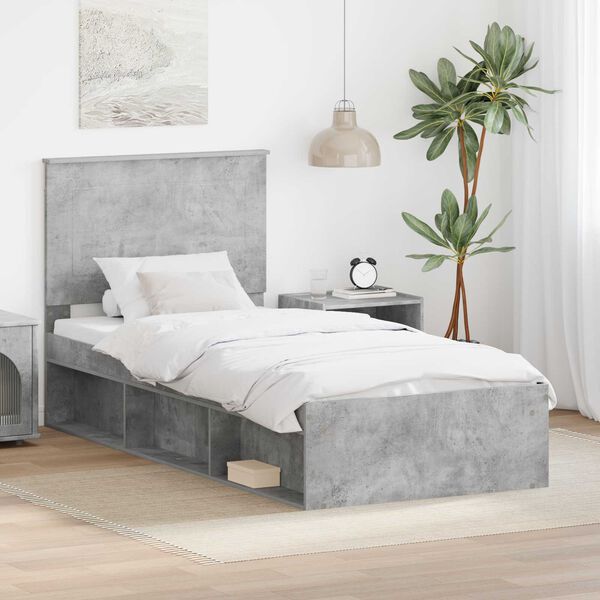 vidaXL Bed Frame Concerte Grey 100 x 200 cm Solid Pine Wood