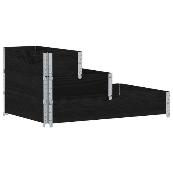 vidaXL 3-Tier Raised Bed Black 120x80 cm Solid Wood Pine